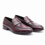 Burgundy Leather Penny Loafers - Image 2